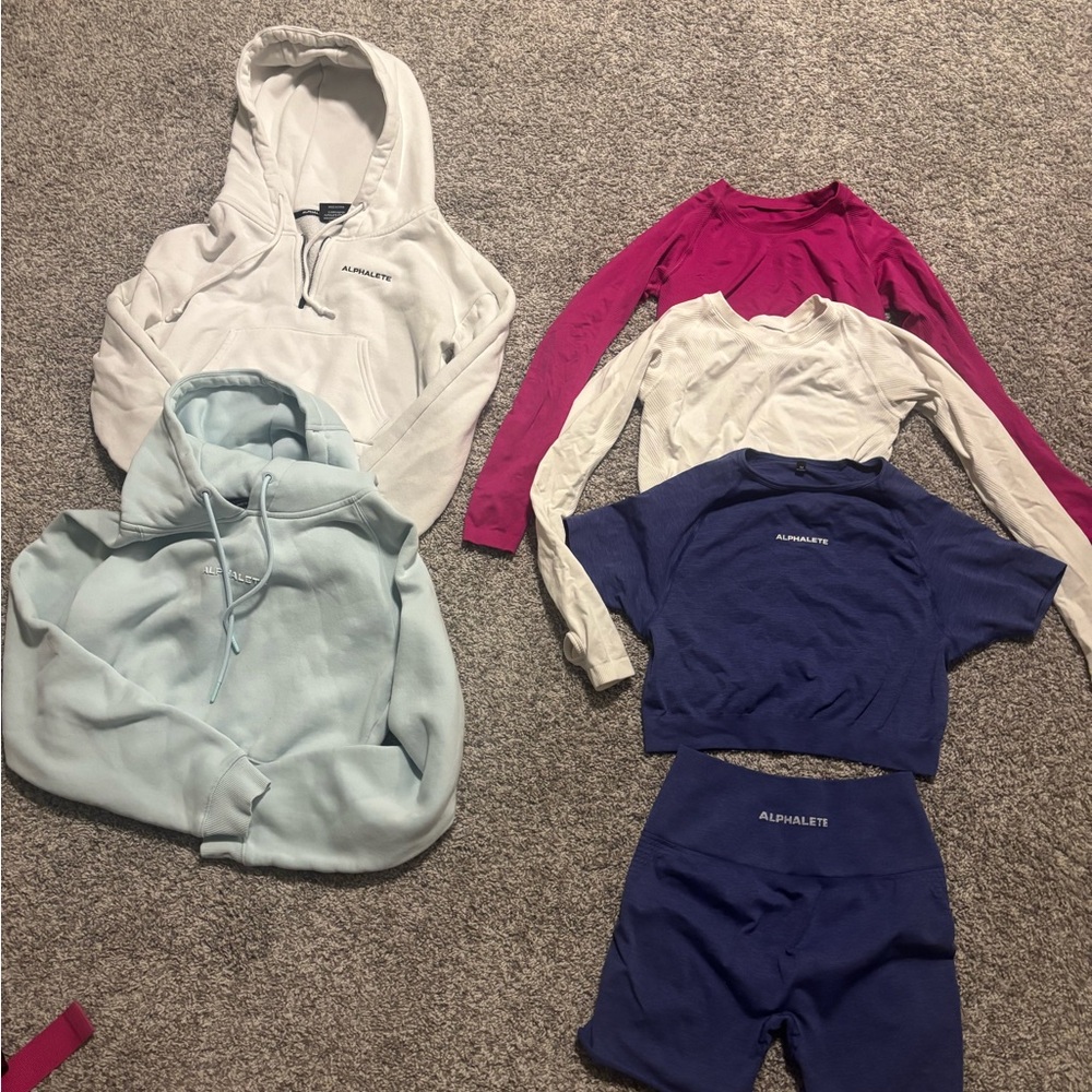 Alphalete cropped blue and Pink Tops bundle